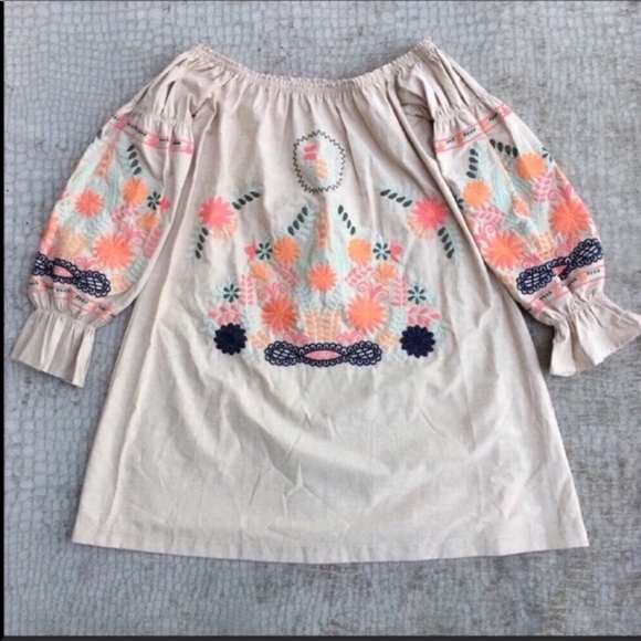 Anthropologie Dresses & Skirts - Embroidered Peasant Dress NWOT